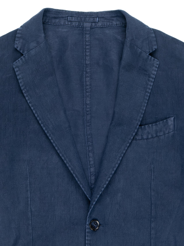 MCS Linen Twill Garment Dyed Two Button Suit - Navy