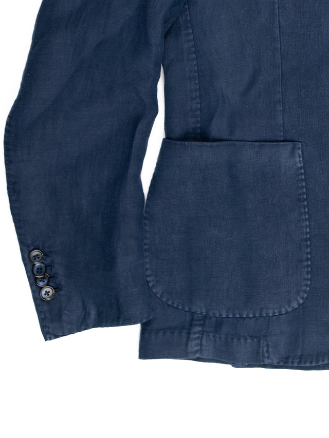 MCS Linen Twill Garment Dyed Two Button Suit - Navy
