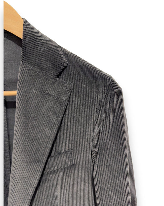 MCS Cotton Wale Cord Rolled Three Button Blazer - Charcoal