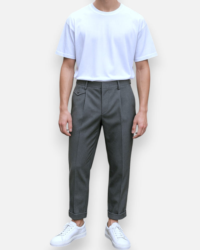 MCS Pleated Wool Flannel Trouser - Grey