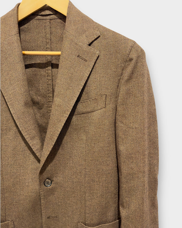 MCS Brushed Cotton Herringbone Two Button Blazer