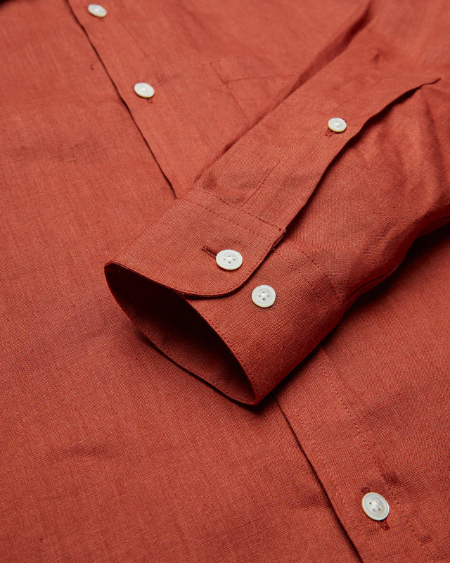 Portuguese Flannel Linen Shirt - Terracotta