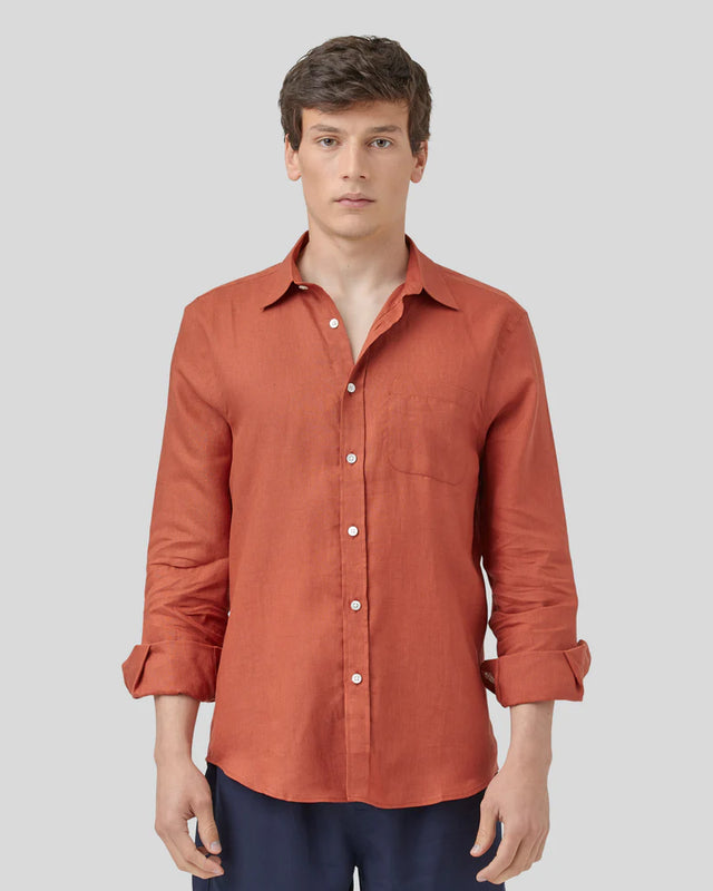 Portuguese Flannel Linen Shirt - Terracotta
