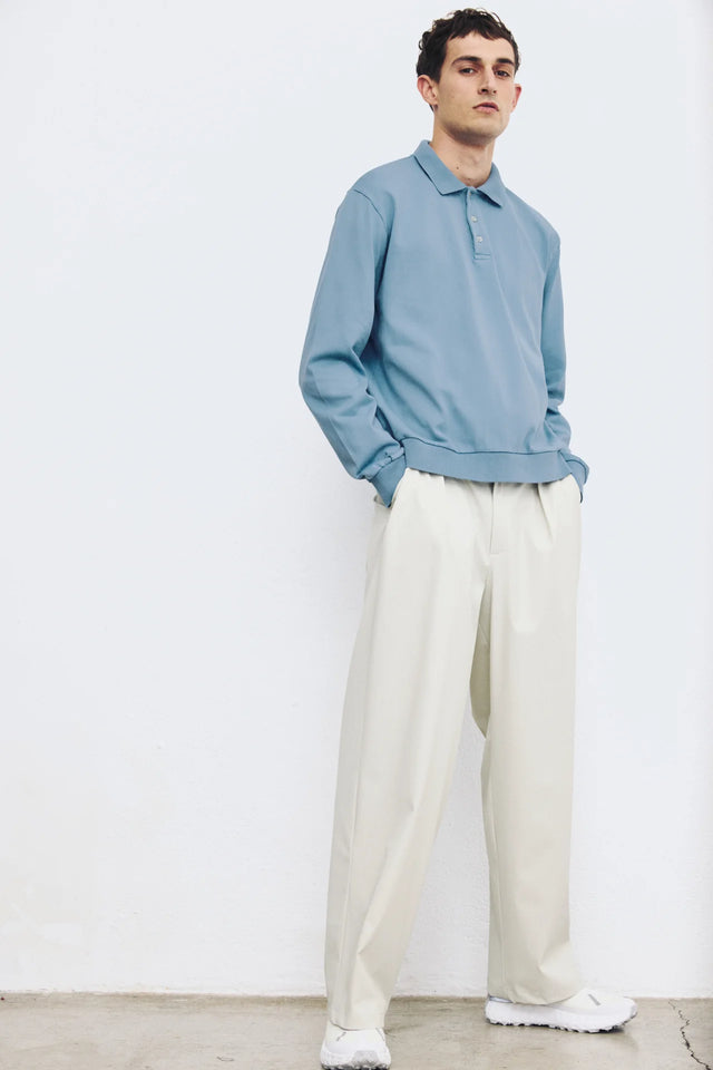 Unfeigned Long Sleeve Polo - Dusty Blue
