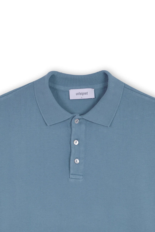 Unfeigned Long Sleeve Polo - Dusty Blue