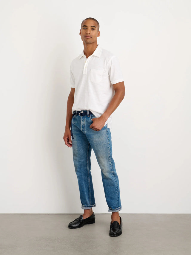 Alex Mill Standard Polo in Slub Cotton - White