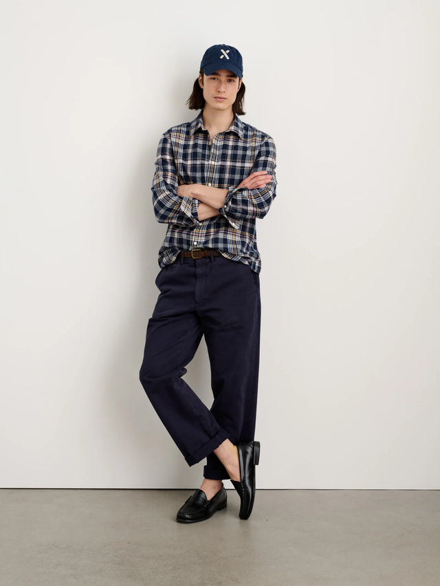 Alex Mill Madras Cotton Check Mill Shirt - Navy/Yellow