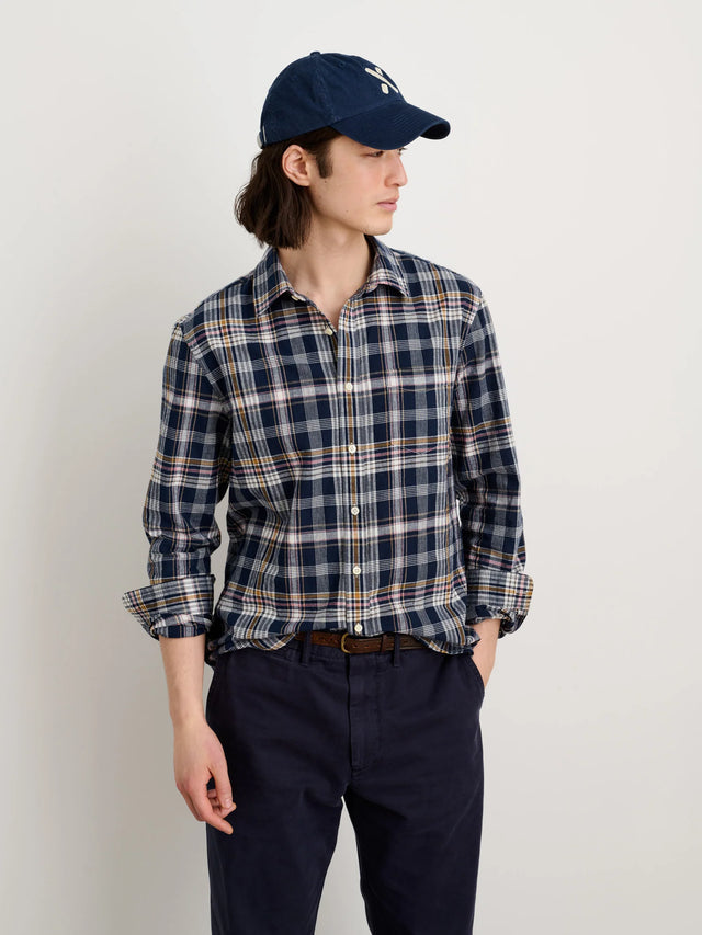 Alex Mill Madras Cotton Check Mill Shirt - Navy/Yellow