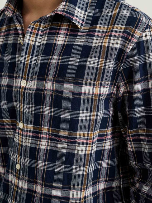 Alex Mill Madras Cotton Check Mill Shirt - Navy/Yellow