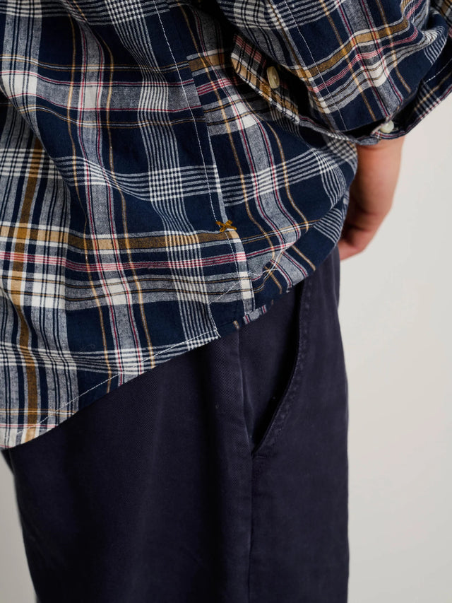 Alex Mill Madras Cotton Check Mill Shirt - Navy/Yellow
