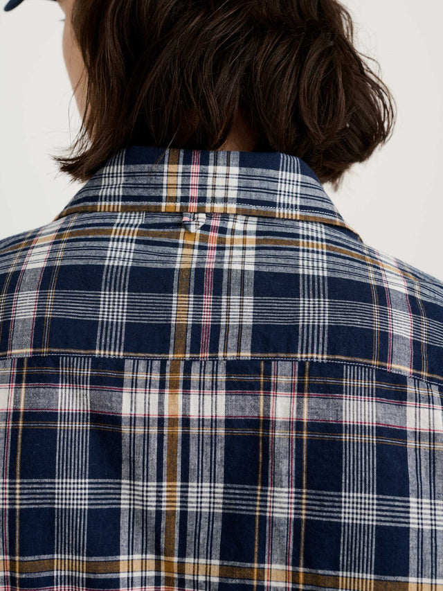 Alex Mill Madras Cotton Check Mill Shirt - Navy/Yellow