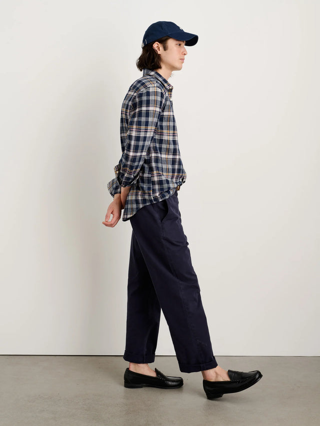 Alex Mill Madras Cotton Check Mill Shirt - Navy/Yellow