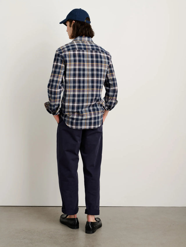 Alex Mill Madras Cotton Check Mill Shirt - Navy/Yellow