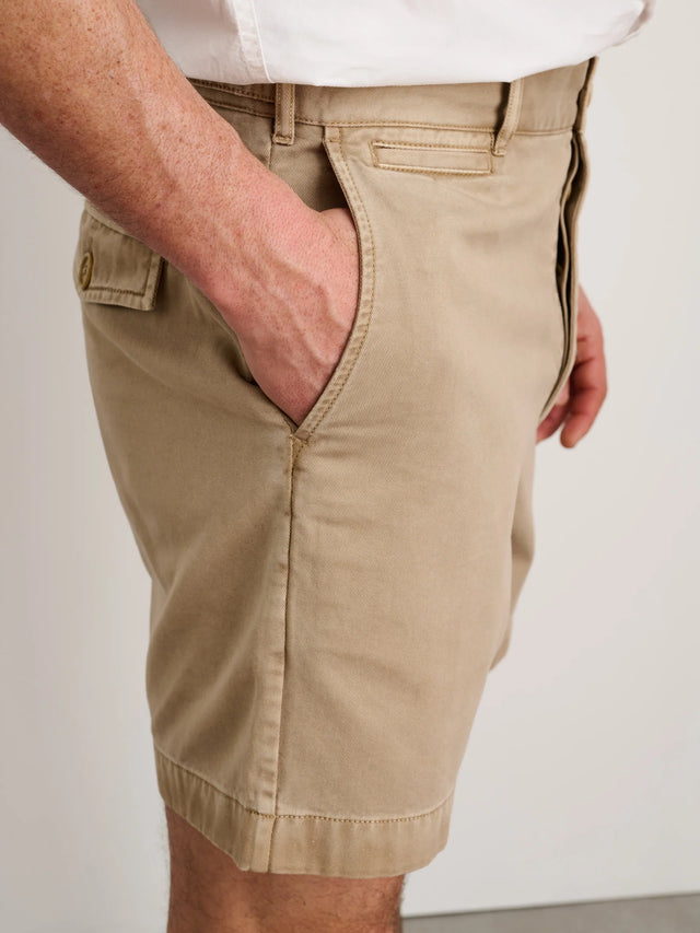 Alex Mill Flat Front Short in Vintage Wash Chino - Vintage Khaki