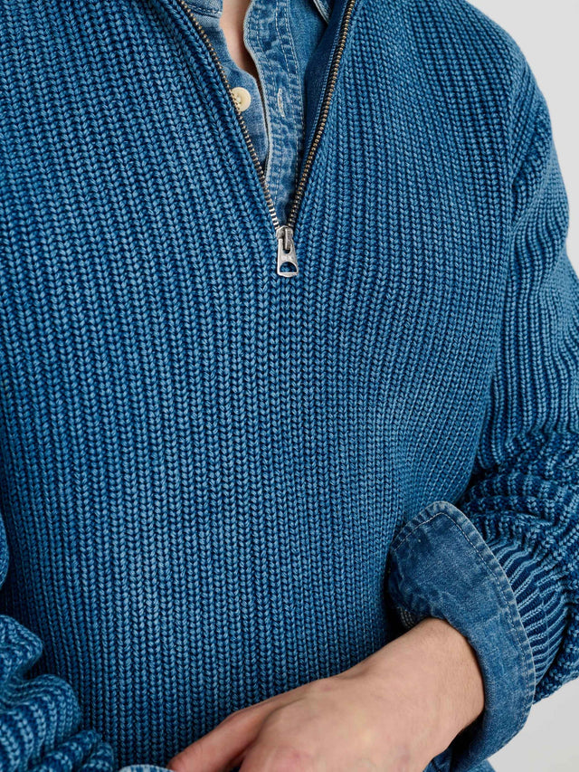 Alex Mill Indigo Half Zip Cotton Sweater