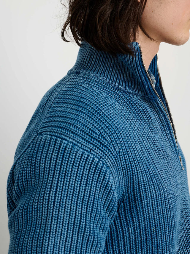 Alex Mill Indigo Half Zip Cotton Sweater