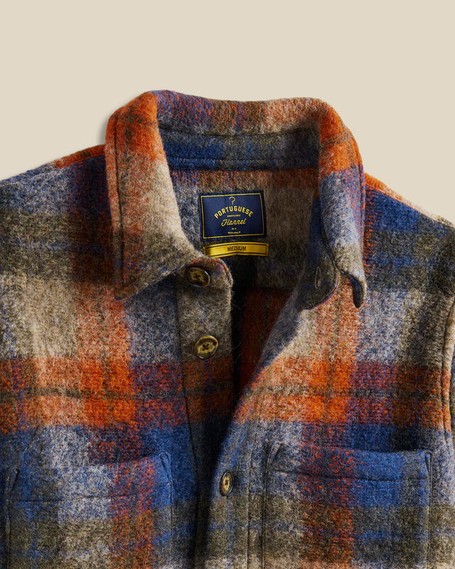 Portuguese Flannel Parker Wool Overshirt - Blue