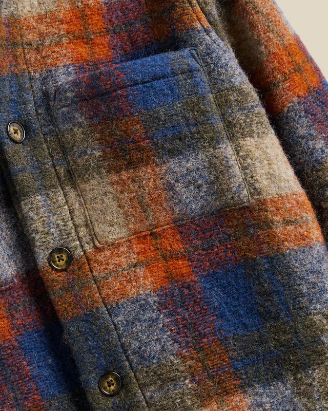 Portuguese Flannel Parker Wool Overshirt - Blue