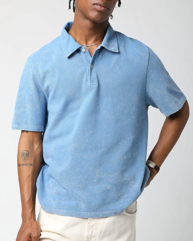 Corridor Acid Wash Indigo Polo