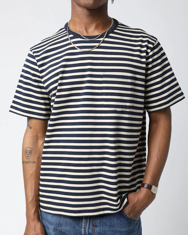 Corridor Organic Stripe T-Shirt - Navy