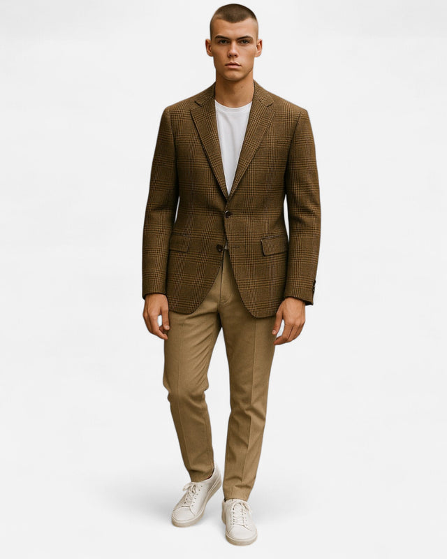 MCS Wool Tweed Rolled Three Button Blazer