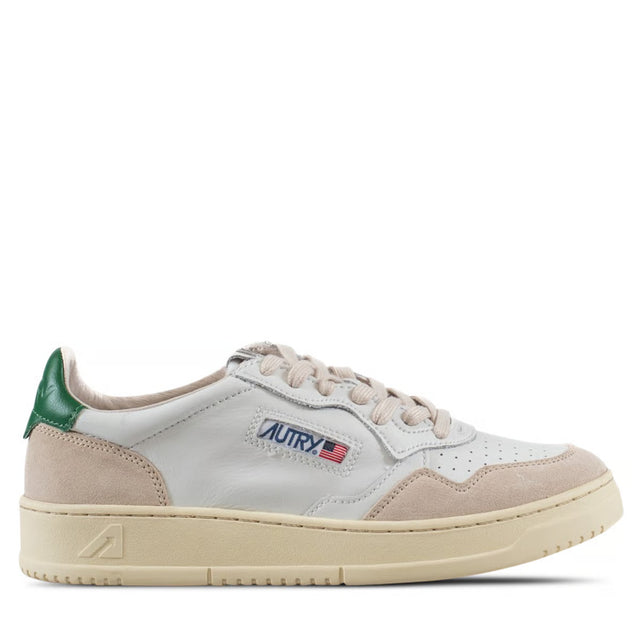 Autry Medalist Low Sneaker in Suede and Leather White/Amazon