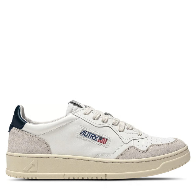 Autry Medalist Low Sneaker in Suede and Leather White/Blue