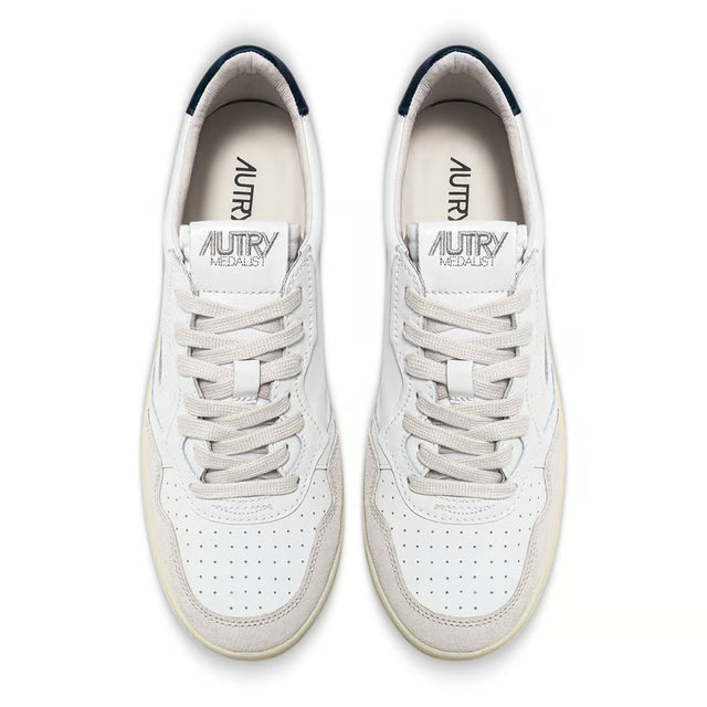 Autry Medalist Low Sneaker in Suede and Leather White/Blue