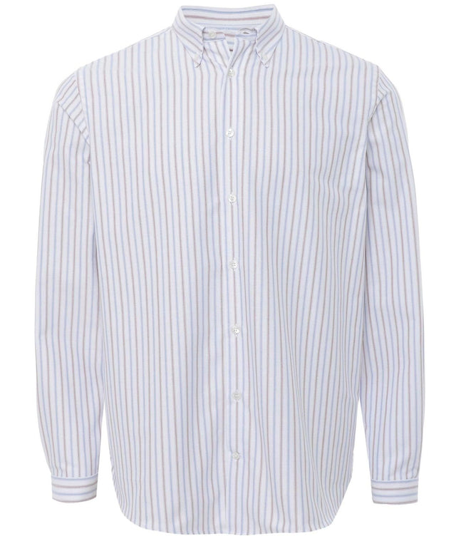Unfeigned Regular Shirt Stripe Oxford - Terracotta & Blue