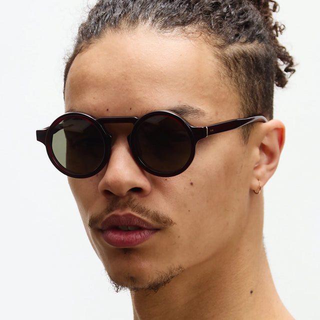 Oscar Deen Panda Sunglasses - Claret/Moss Green