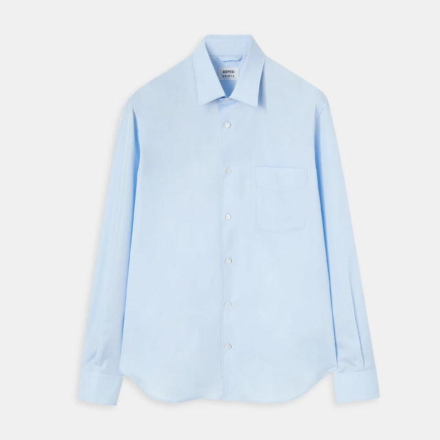 Aspesi Sedici 120's 2 Ply Cotton Poplin Shirt - Sky Blue