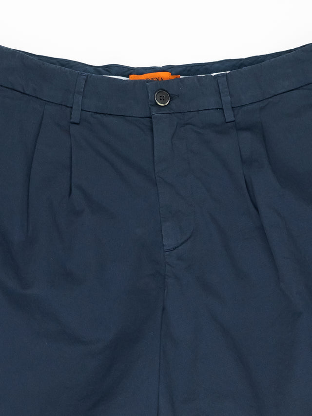 Barena Scandola Stino Pleated Cotton Shorts Navy
