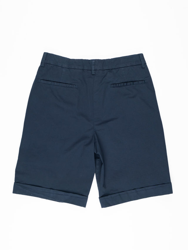Barena Scandola Stino Pleated Cotton Shorts Navy