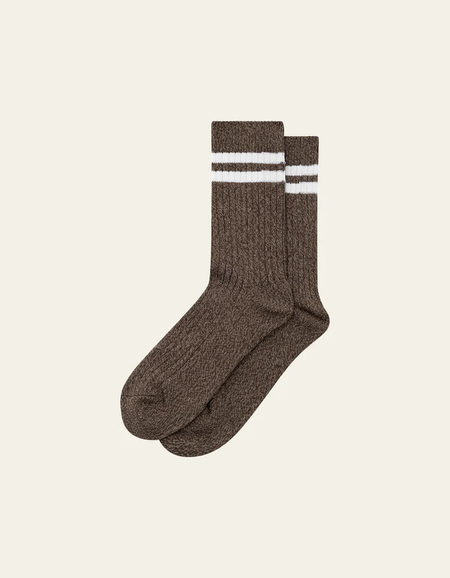 Les Deux Striped Melange Socks - 2 Pack - Slate Brown