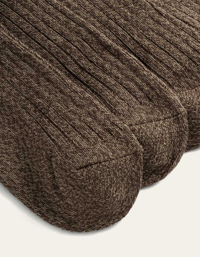 Les Deux Striped Melange Socks - 2 Pack - Slate Brown
