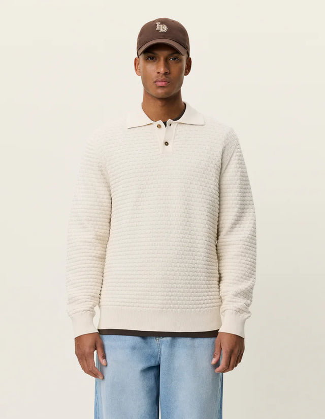 Les Deux Billy Weave Knitted Long Sleeve Polo