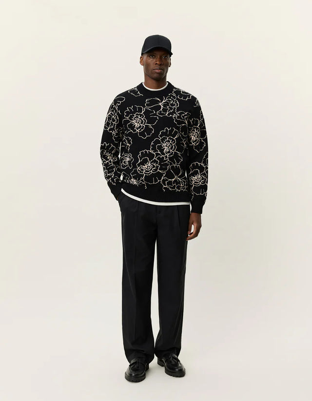 Les Deux Gaston Poppy Jacquard Knit - Black