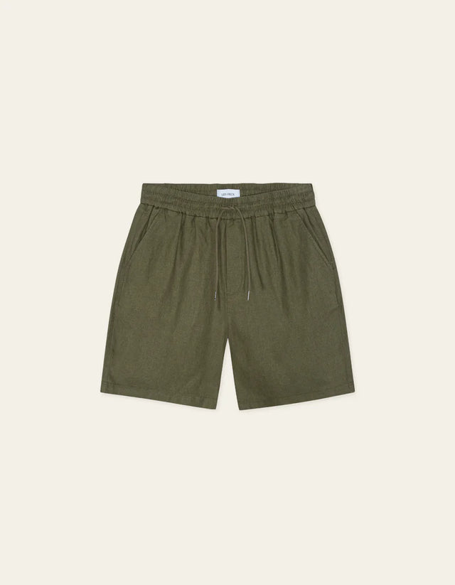 Les Deux Otto Linen Shorts - Olive Night