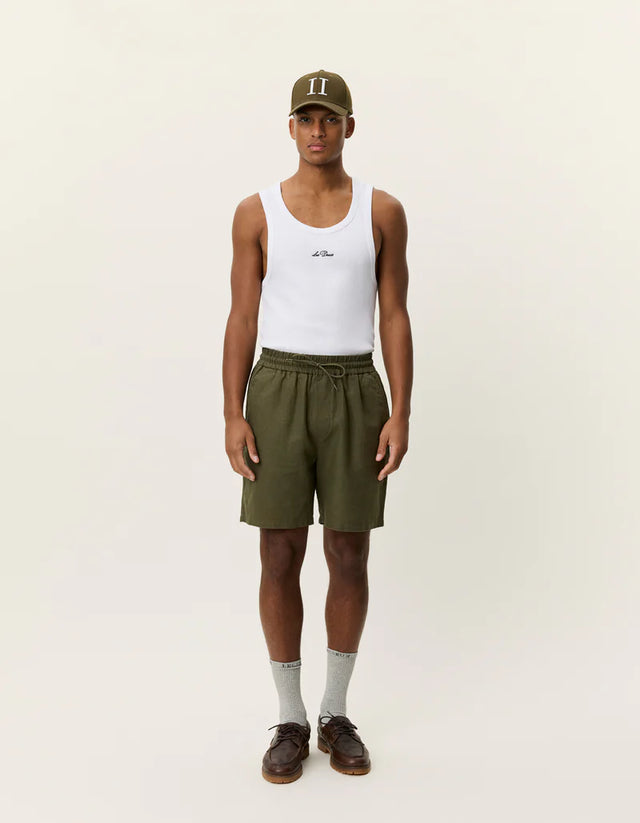 Les Deux Otto Linen Shorts - Olive Night