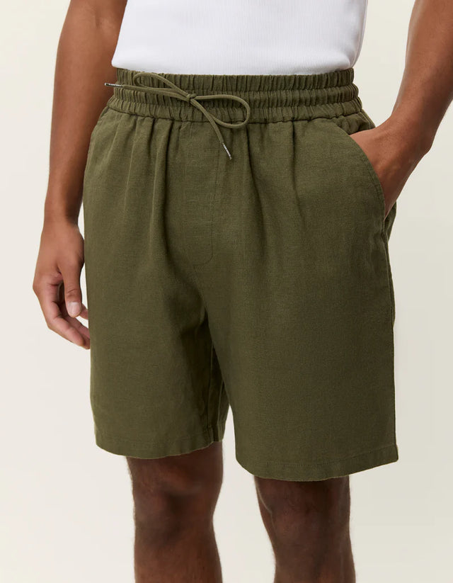 Les Deux Otto Linen Shorts - Olive Night