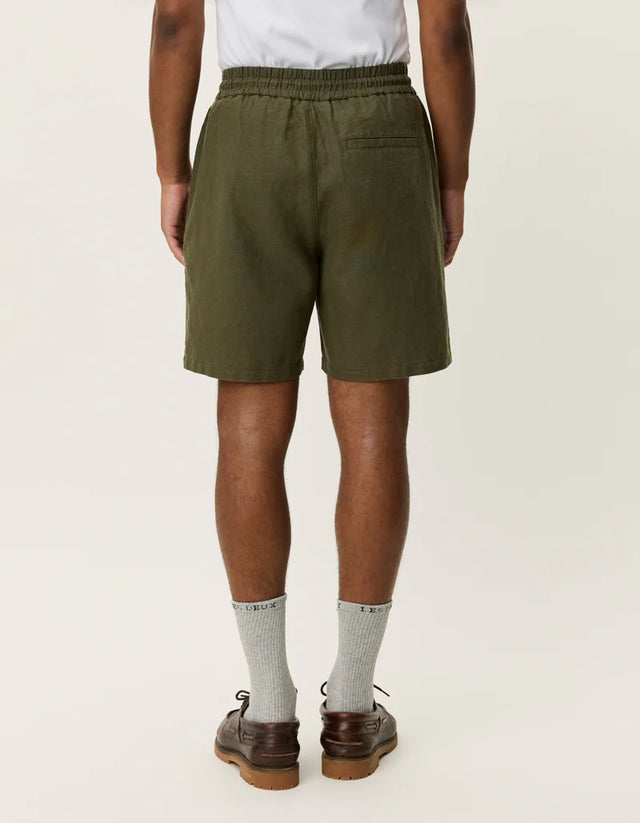 Les Deux Otto Linen Shorts - Olive Night