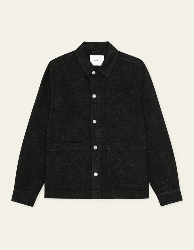 Les Deux Layton Aop Denim Overshirt - Black