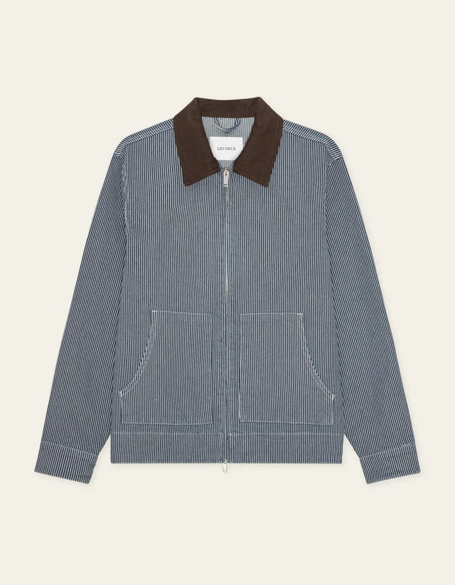 Les Deux Robert Striped Jacket - Dark Navy