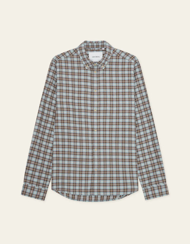 Les Deux Check Shirt - Faded Denim Blue