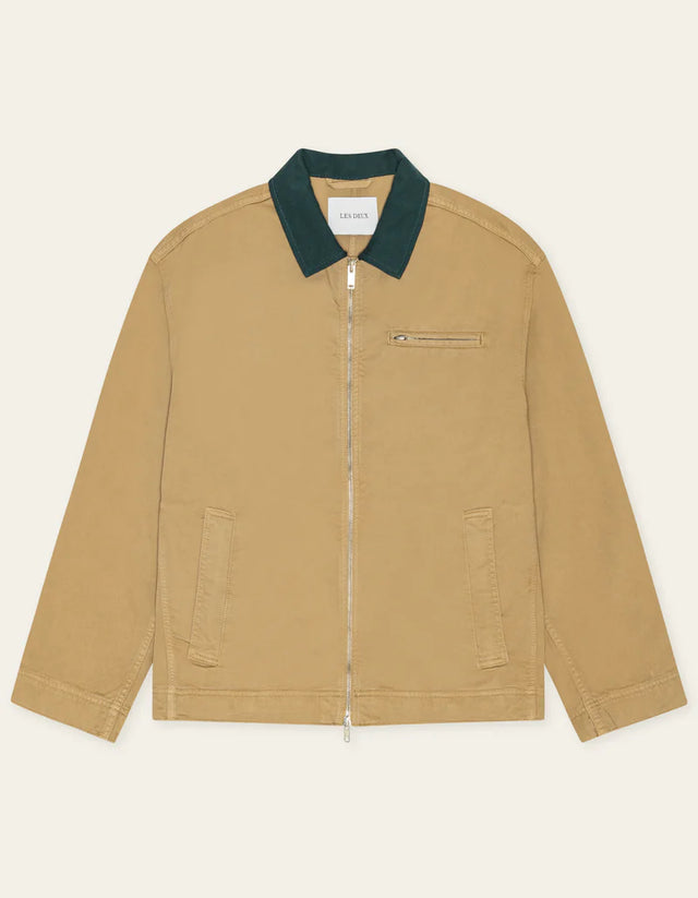 Les Deux Twill Zipper Jacket - Incense Beige