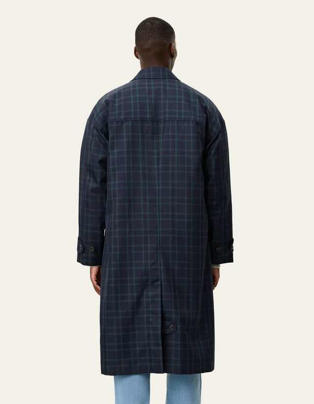 Les Deux Mateo Check Coat - Dark Navy