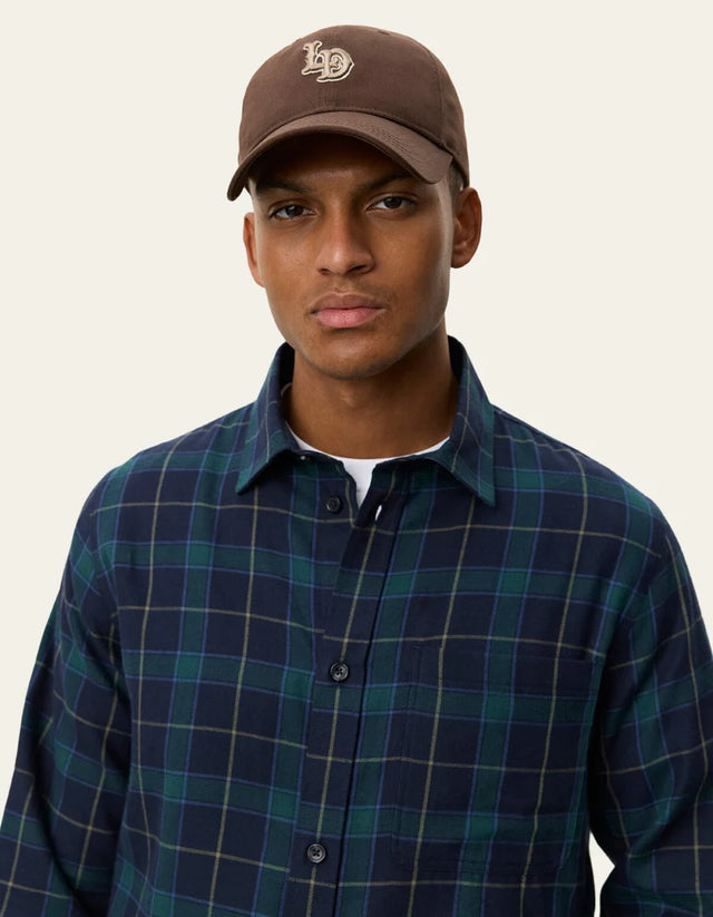 Les Deux Lennon Check Overshirt - Dark Navy