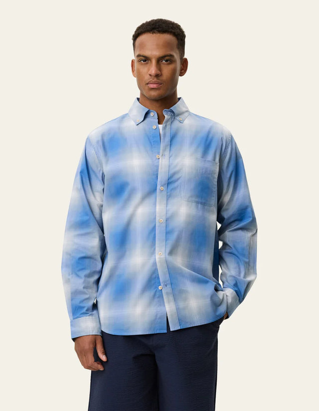 Les Deux Kent Shadowcheck Shirt - Palace Blue