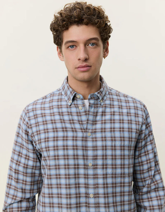 Les Deux Check Shirt - Faded Denim Blue