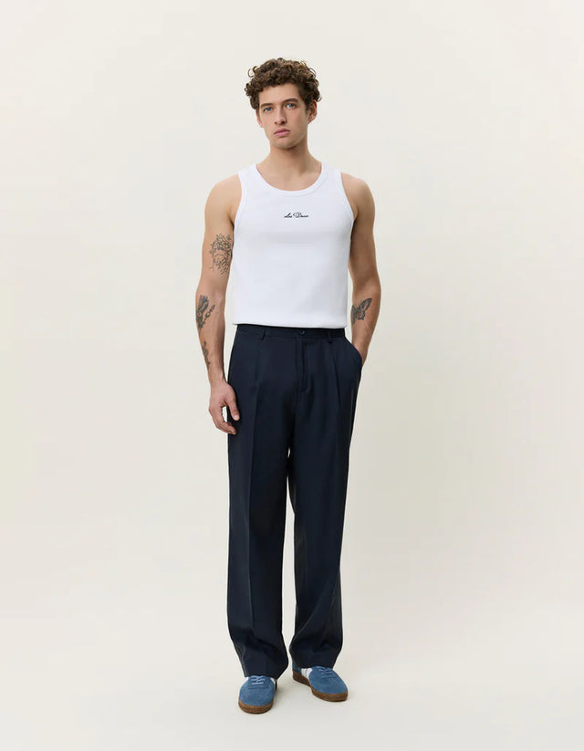 Les Deux Pleated Twill Suit Pants - Dark Blue Night
